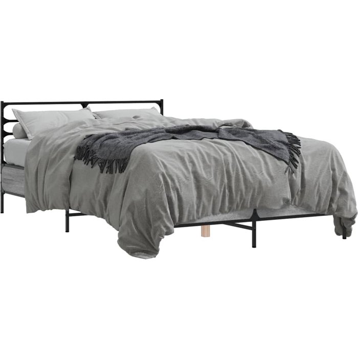 Vidaxl estructura cama madera ingeniería metal gris sonoma 140x200 cm
