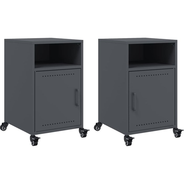 Mesitas de noche 2 unidades acero gris antracita 36x39x59 cm - comfortxl