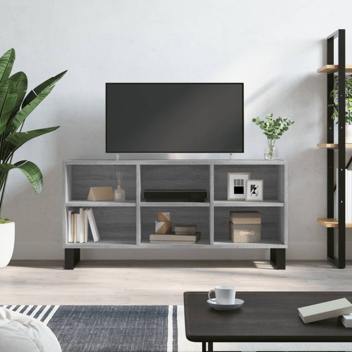Mueble de tv sonoma gris 103,5x30x50 cm madera de ingeniería
