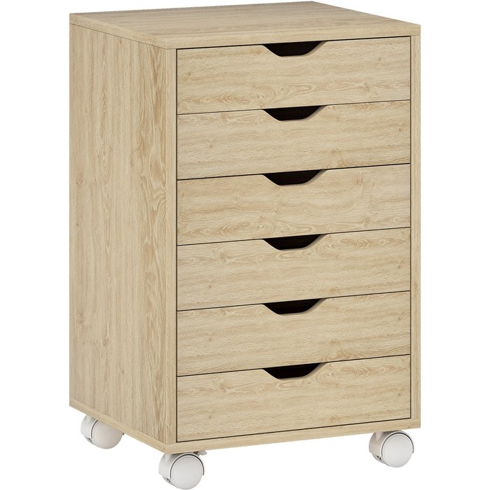 Cajonera de escritorio homcom melamina de madera roble 40x35x63 cm 924-125v00ak
