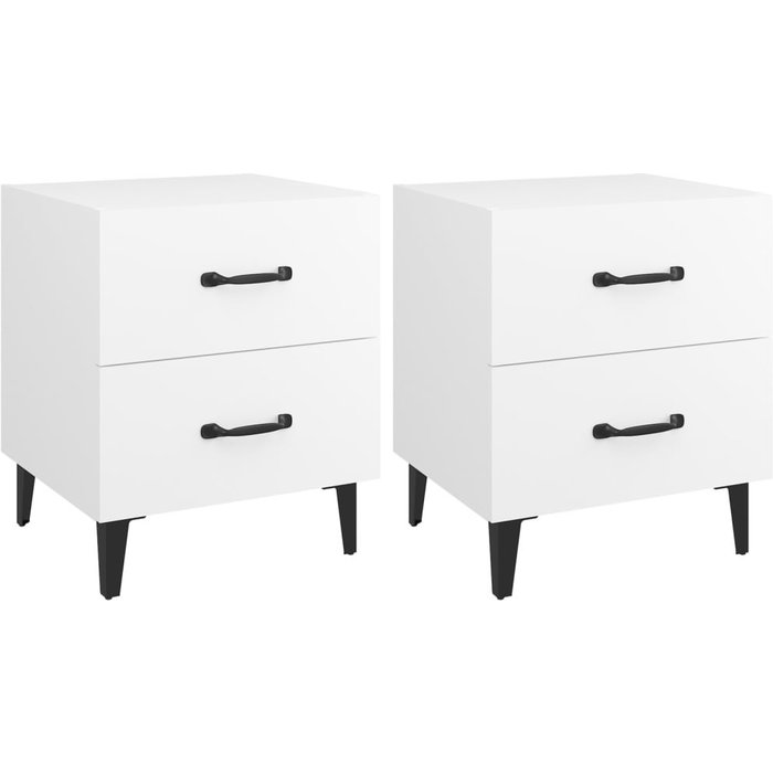 Pack de 2 mesitas de noche,mesilla de noche blancas 40x35x47,5 cm cfw55130