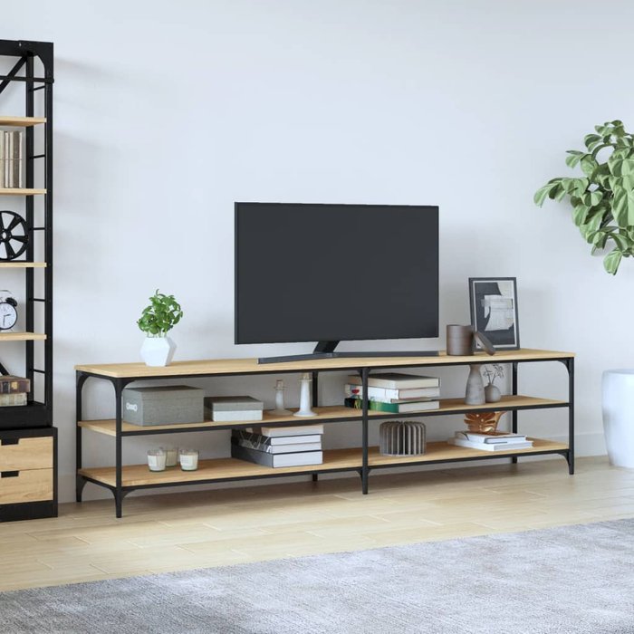 Mueble de tv de roble sonoma 200x30x50 cm de madera de ingeniería y metal