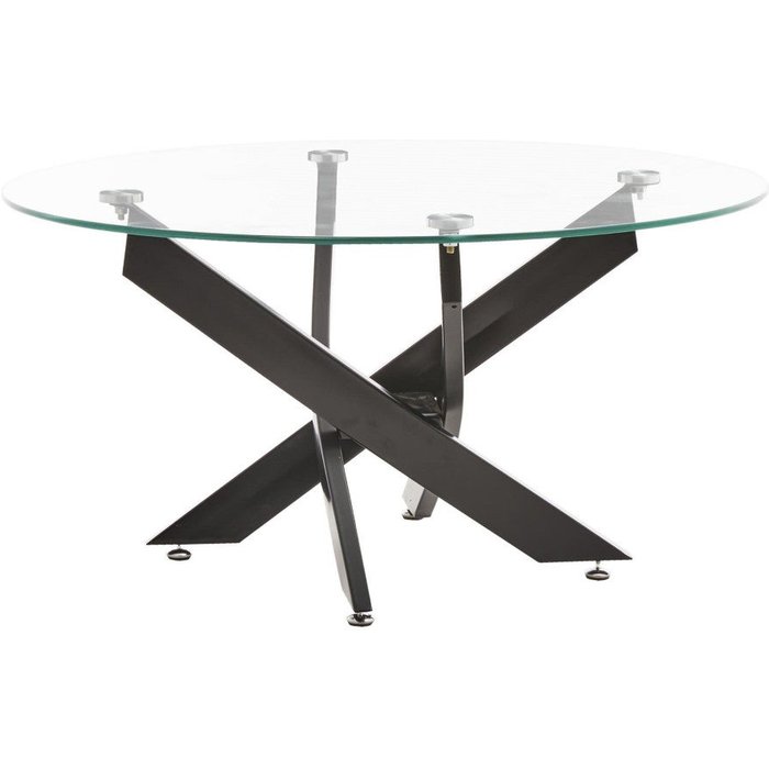 Mesa centro redonda de cristal dan con patas negras 80 cm