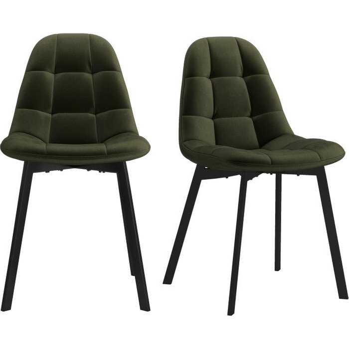 Stellia-silla de terciopelo verde y metal negro (x2)