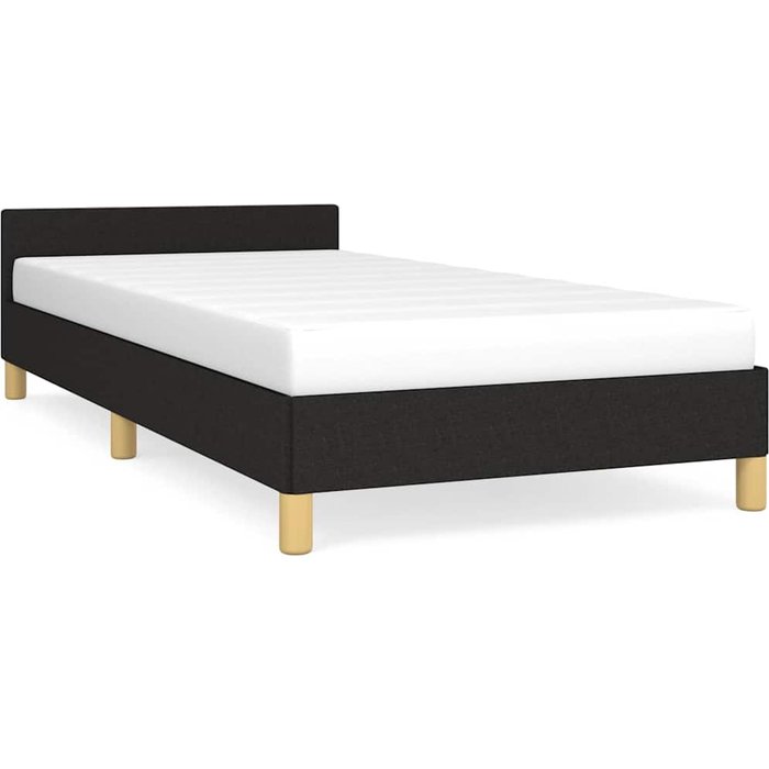 Estructura de cama con cabecero sin colchón tela negro 80x200cm — comfortxl
