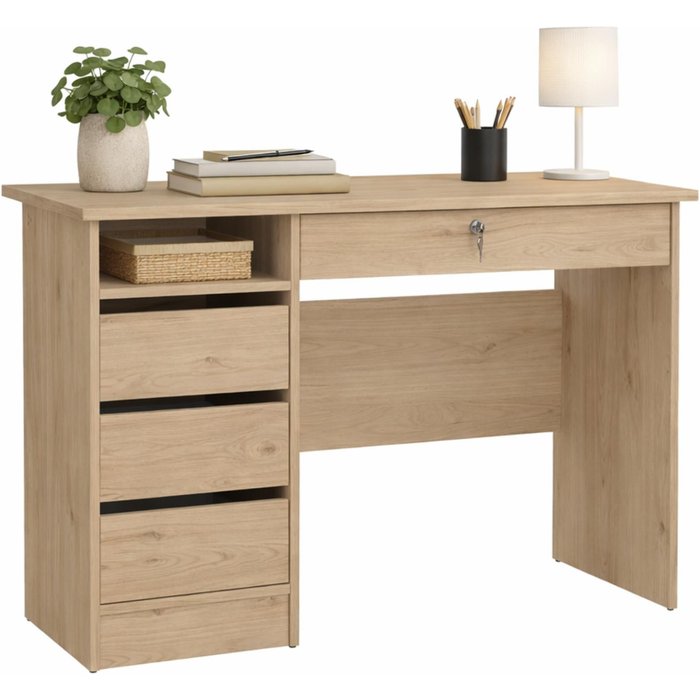 Mesa escritorio de estudio jucar oak con 2 cajones roble 101x40x77 cm