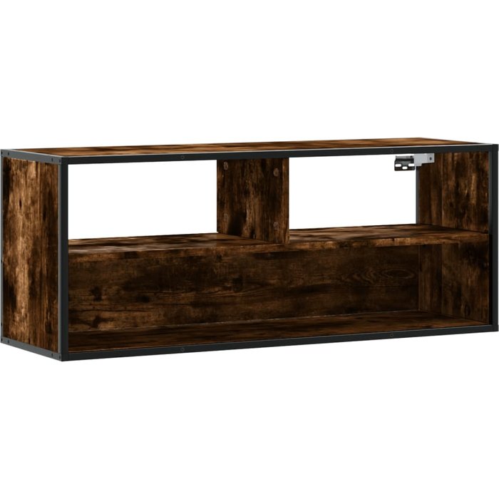 Mueble tv metal y madera contrachapada roble humo 100x31x39,5cm - comfortxl