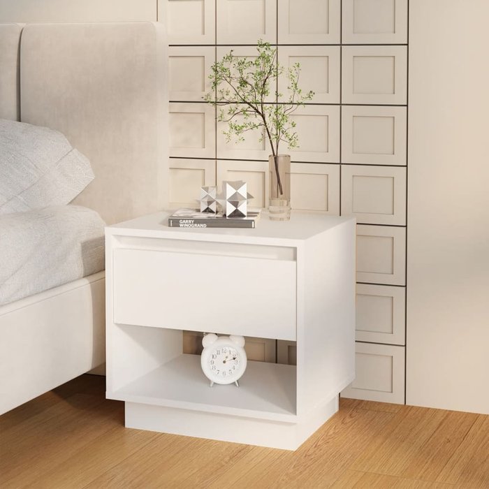 Maison exclusive - mesita de noche madera contrachapada blanco 45x34x44 cm