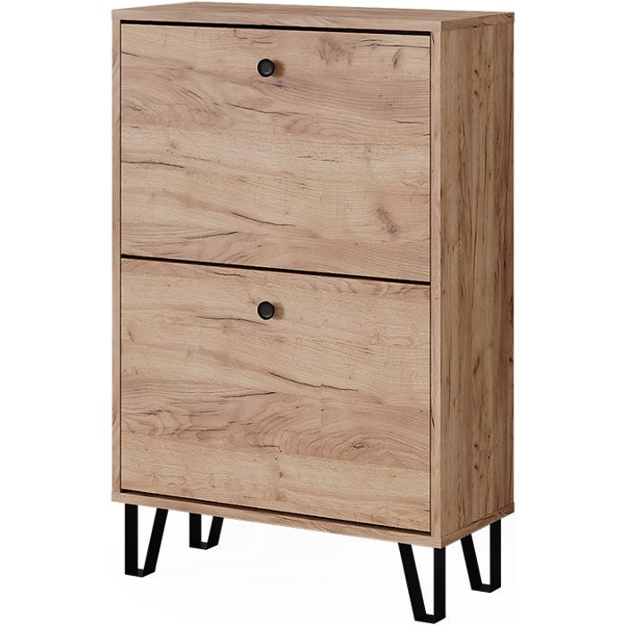 Vicco zapatero siri, roble dorado, 60 x 92 cm con 2 cajones abatibles