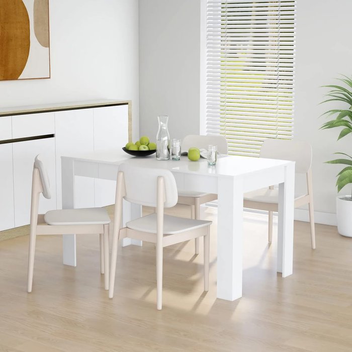 Mesa de comedor blanco 140x74,5x76 cm madera contrachapada