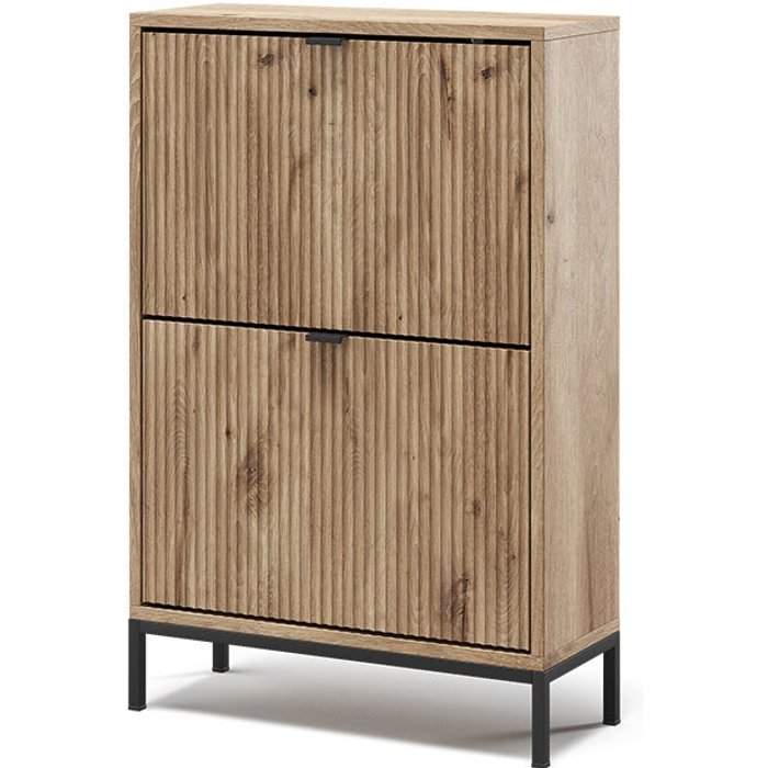 Vicco zapatera abatible eliza, roble vikingo, 60 x 92 cm con 2 cajones plegables