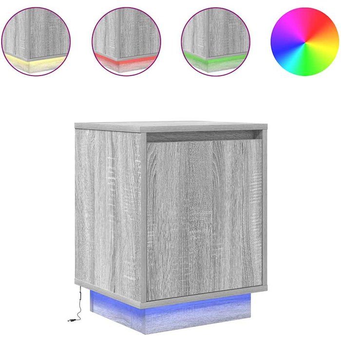 Mesillas de noche con luces led 2 uds gris sonoma 38x34x50 cm - comfortxl