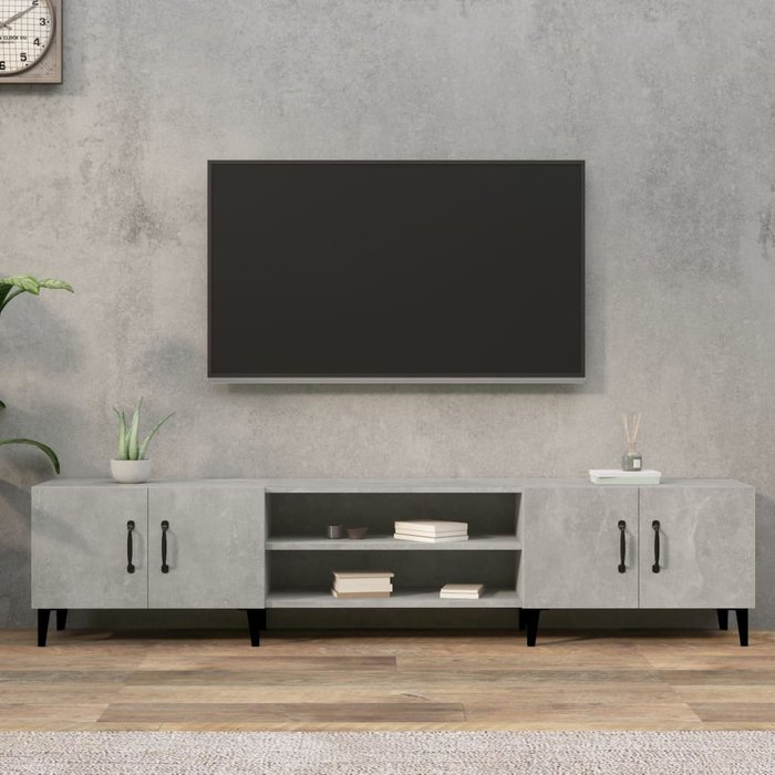 Mueble tv gris hormigón 180x31,5x40 cm de madera contrachapada