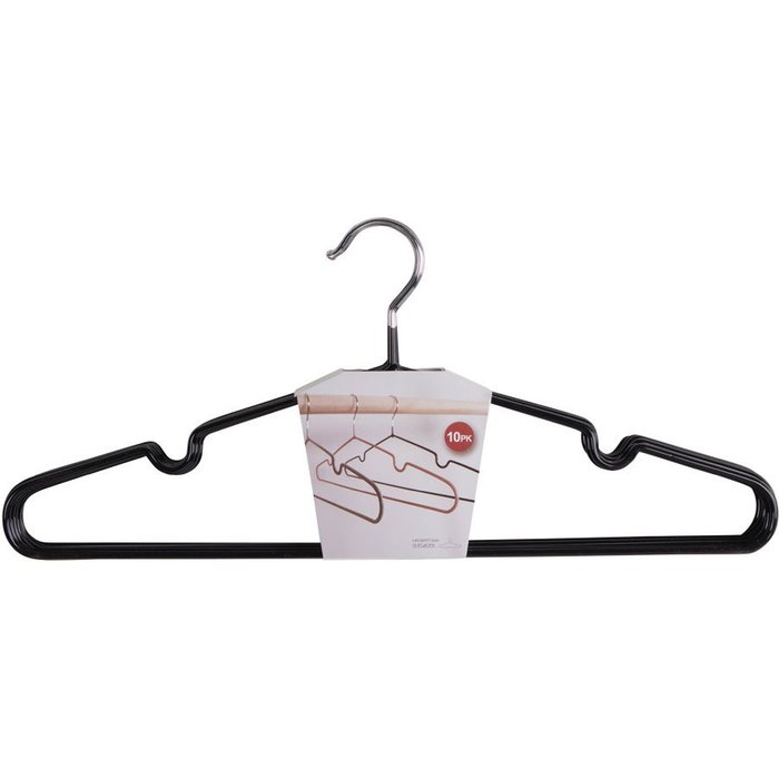 Juego de 10 perchas massa,metal,negro,kendra home