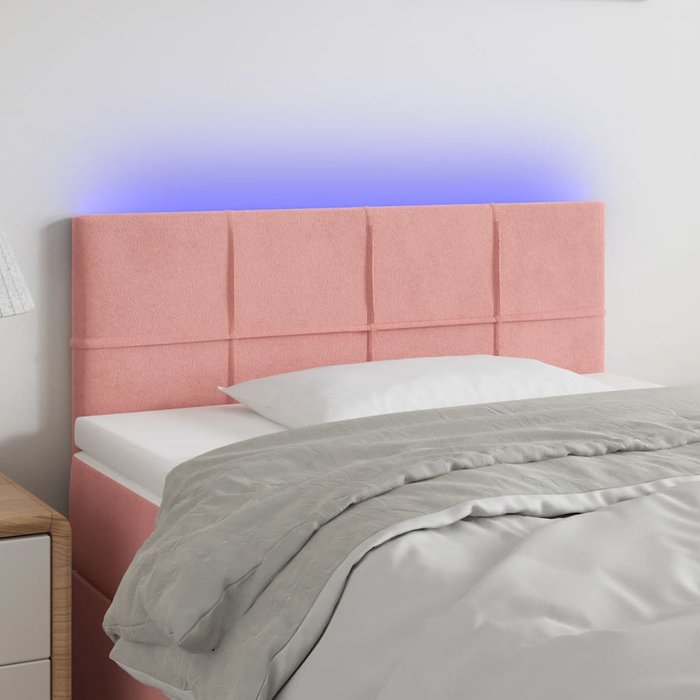Cabecero con led de terciopelo rosa 90x5x78/88 cm - comfortxl