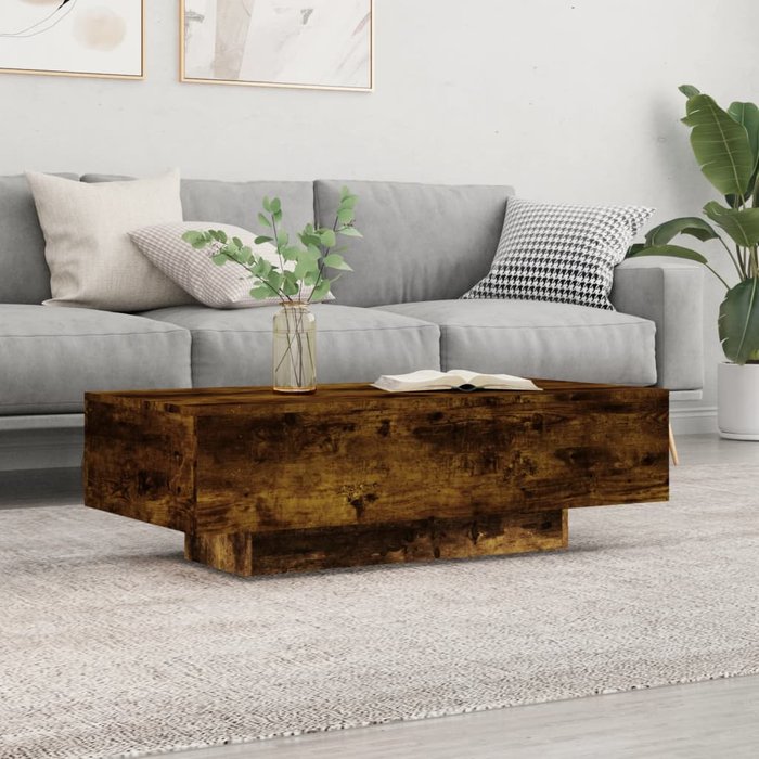 Mesa de centro roble ahumado 100x49,5x31 cm madera contrachapada
