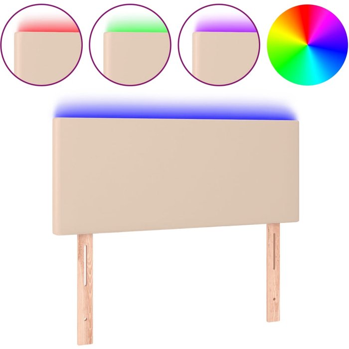 Cabecero con led cuero sintético color capuchino 90x5x78/88 cm - comfortxl