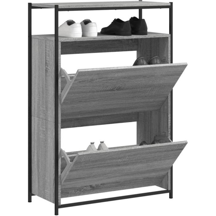 Vidaxl zapatero de madera de ingeniería gris sonoma 75x34x112 cm