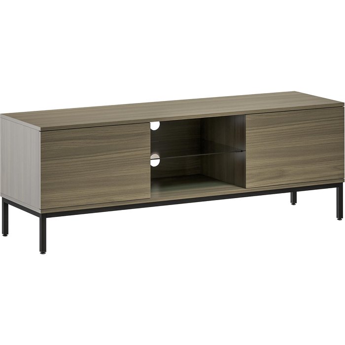 Mueble de tv homcom melamina de madera gris 140x40x49.5 cm 83b-438v00gy