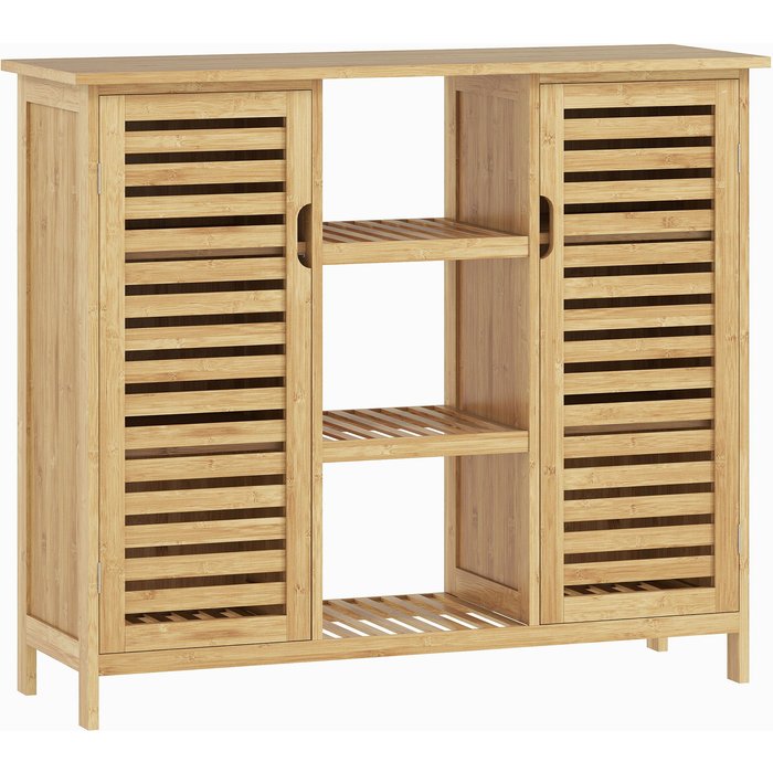 Mueble zapatero homcom bambú, mdf madera natural 100x33x86 cm 837-583v00nd