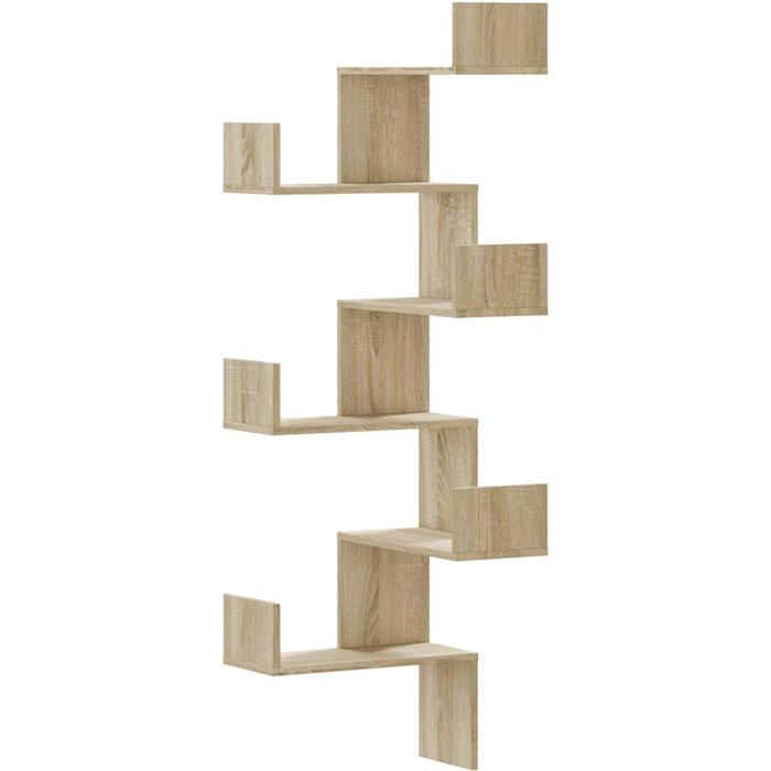 Estante de pared esquinero de madera de roble sonoma 45x45x147 cm - comfortxl