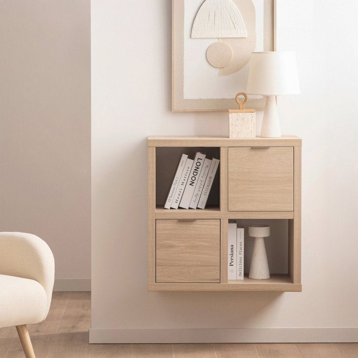 Mueble recibidor de madera natural 70x70 cm