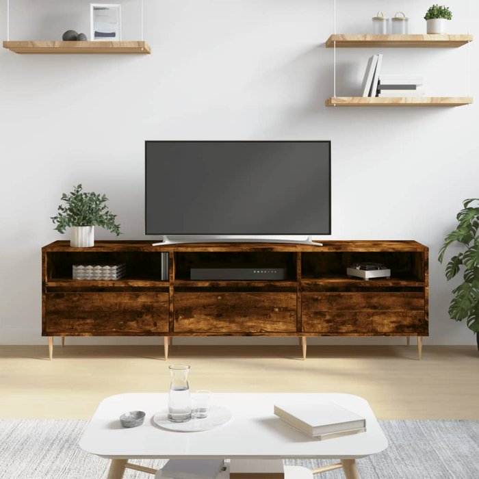 Vidaxl mueble de tv madera contrachapada roble ahumado 150x30x44,5 cm