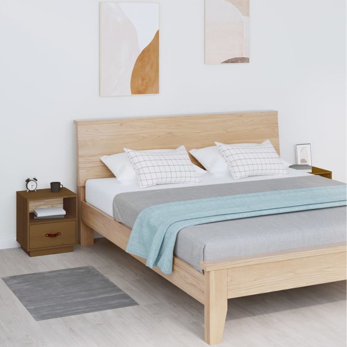 Mesitas de noche 2 uds madera de pino marrón miel 40x34x45 cm - comfortxl