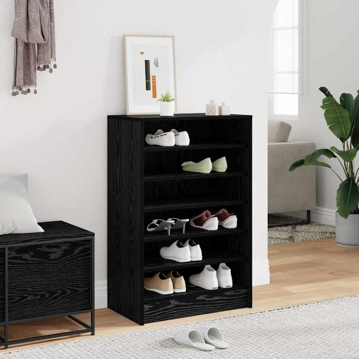 Zapatero con estante, roble negro, 60 x 35 x 92 cm