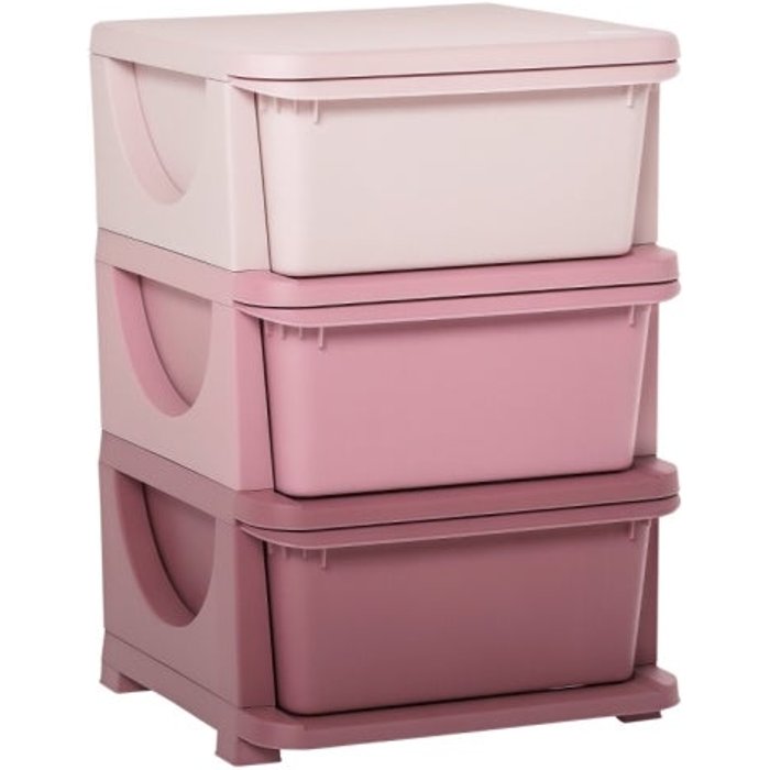 Cajonera de almacenamiento de juguetes 3 cajones - rosa – comfortxl