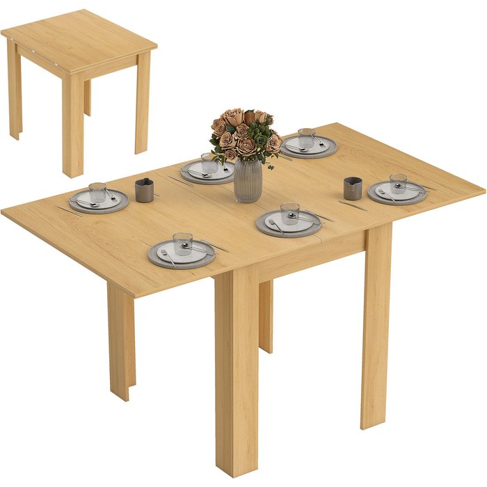 Mesa extensible 70-140x80cm para 4-6 personas | madera natural | cocina salón