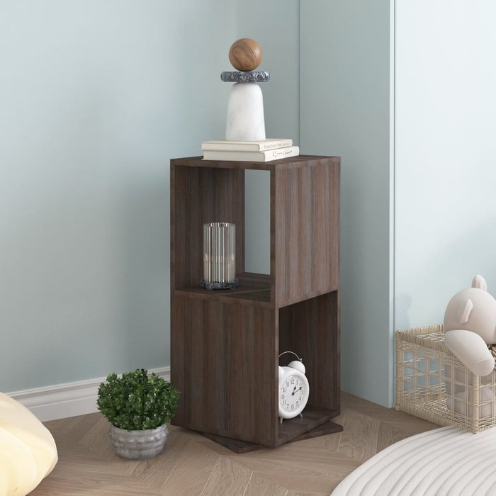 Mueble giratorio gris y roble 34,5x34,5x75,5 cm aglomerado