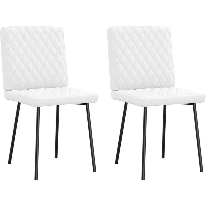 Juego de 2 sillas de comedor de piel sintética blanca