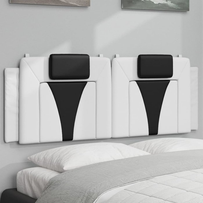 Cabecero de cama acolchado viana cuero sintético blanco negro 120 cm