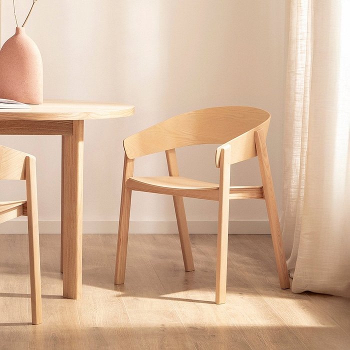 Silla de comedor de madera natural 57x75 cm