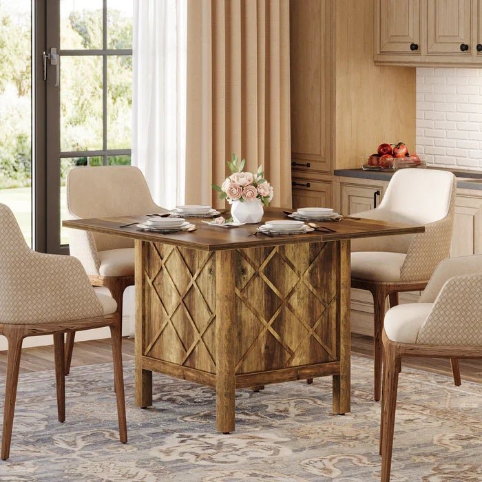 Tribesigns mesa de comedor cuadrada de madera para 4, 100*100*75cm