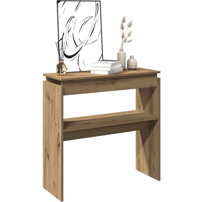 Mesa consola madera de ingeniería roble artesanal 102x30x80 cm