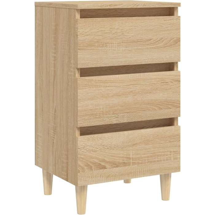 Mesita de noche patas madera maciza roble sonoma 40x35x69 cm - comfortxl