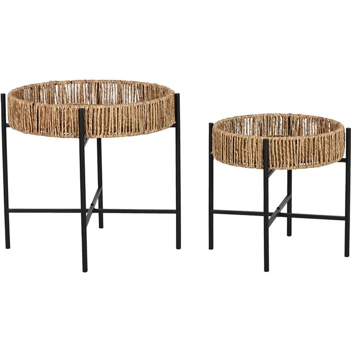 Juego de 2 mesas home esprit negro natural metal 49 x 49 x 44 cm