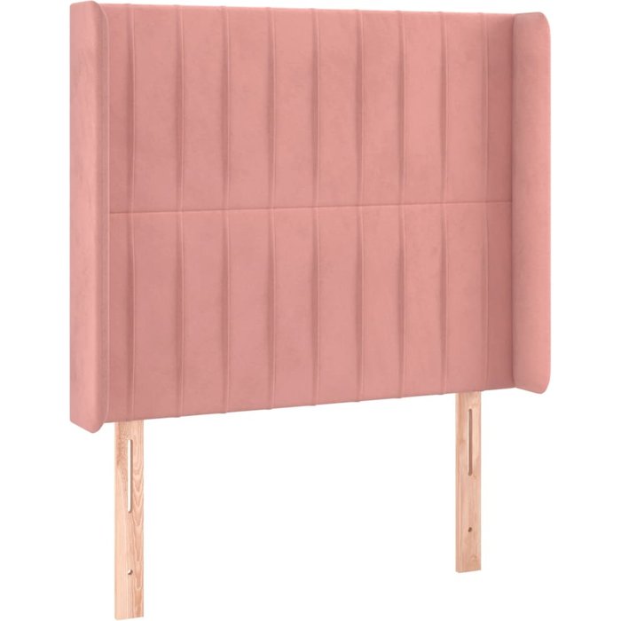 Cabecero cama - mueble cabecero con orejas de terciopelo rosa 103x16x118/128 cm