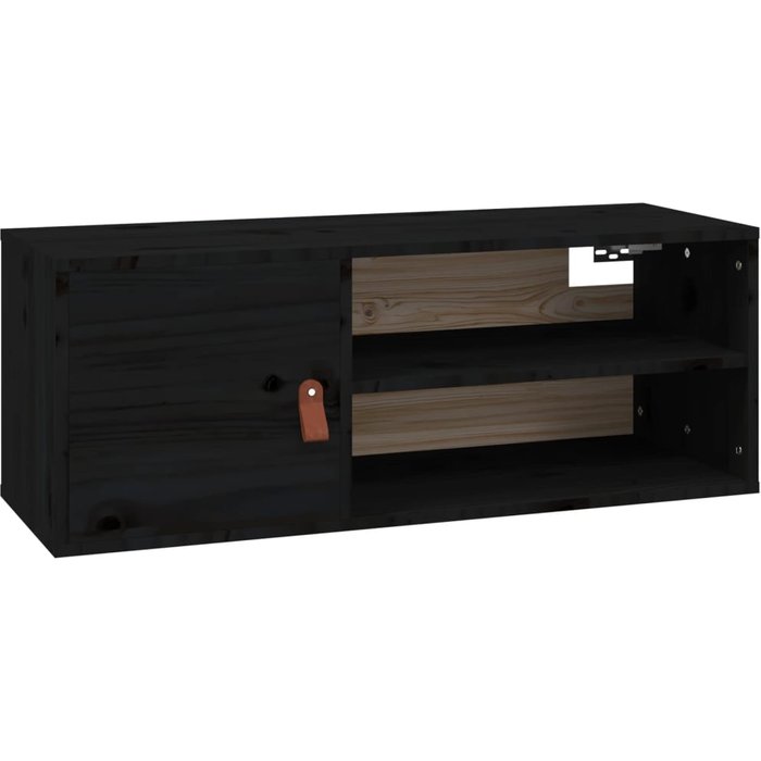 Armario de pared de madera maciza de pino negro 80x30x30 cm- comfortxl