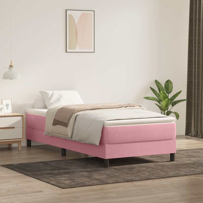 Maison exclusive - cama box spring sin colchón rosa terciopelo 100x220 cm