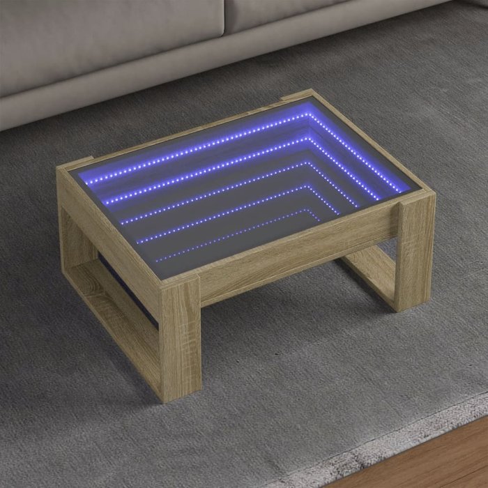 Mesa de centro con infinity led roble sonoma 70x53x30 cm