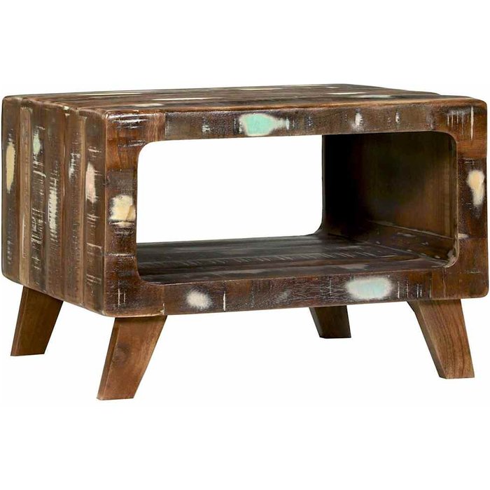 Mesa de café multicolor 50 x 50 x 35 cm madera maciza reciclada