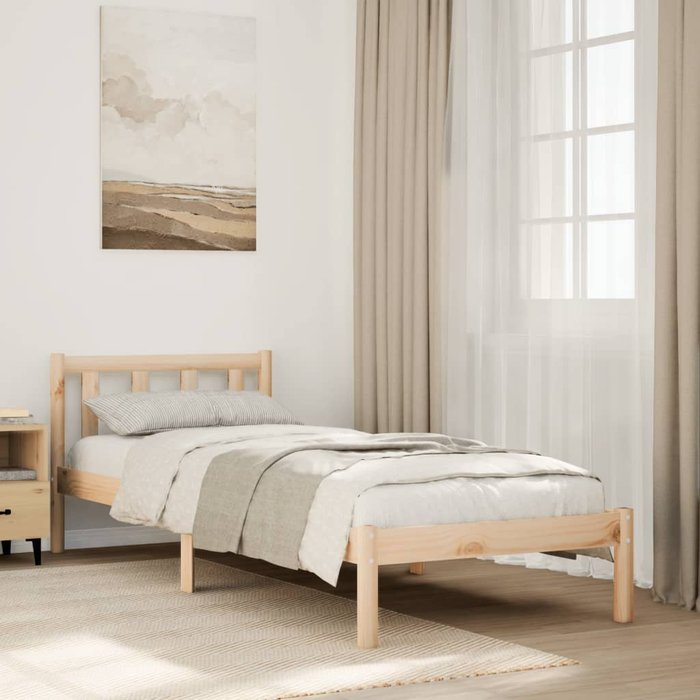 Estructura de cama extralarga sin colchón 90x210 cm madera maciza de pino
