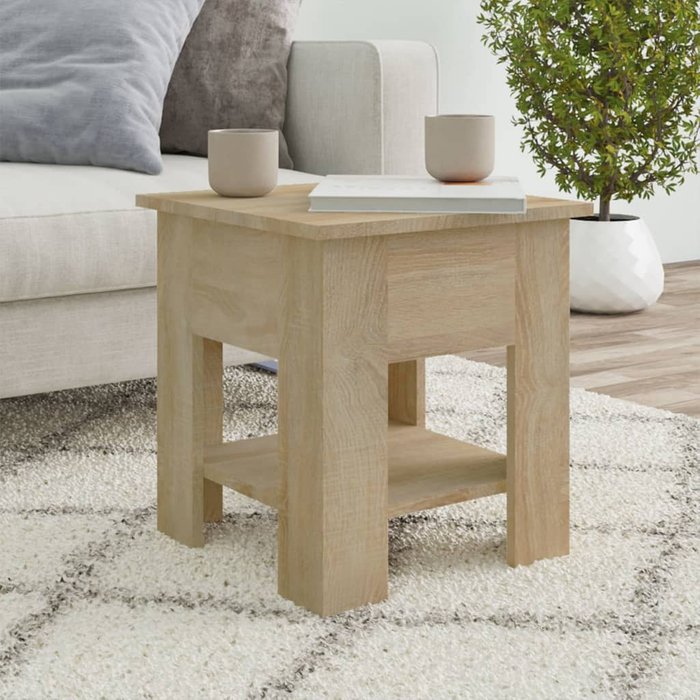 Mesa de centro roble sonoma 40x40x42 cm madera contrachapada