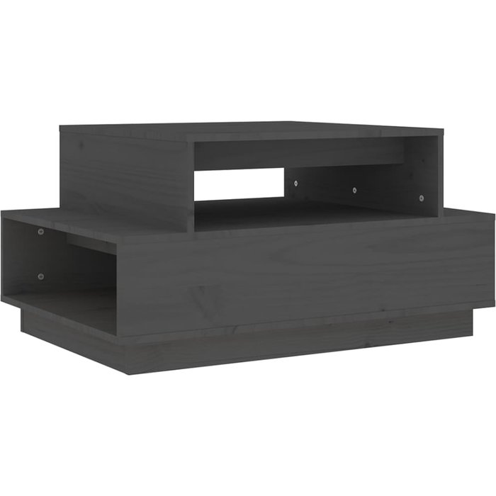 Mesa de centro de pino macizo, gris, 80x55x40,5 cm - comfortxl