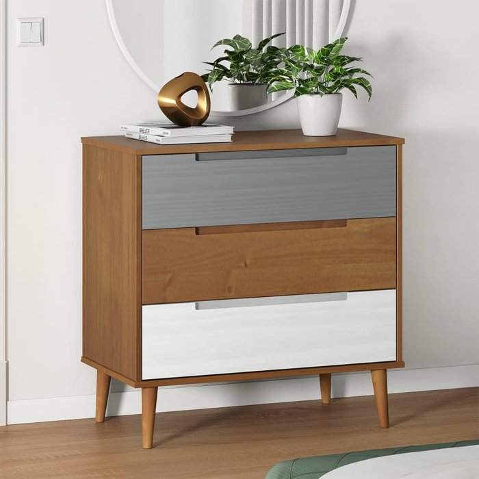 Vidaxl mesita de noche molde madera maciza de pino marrón 80x40x80 cm