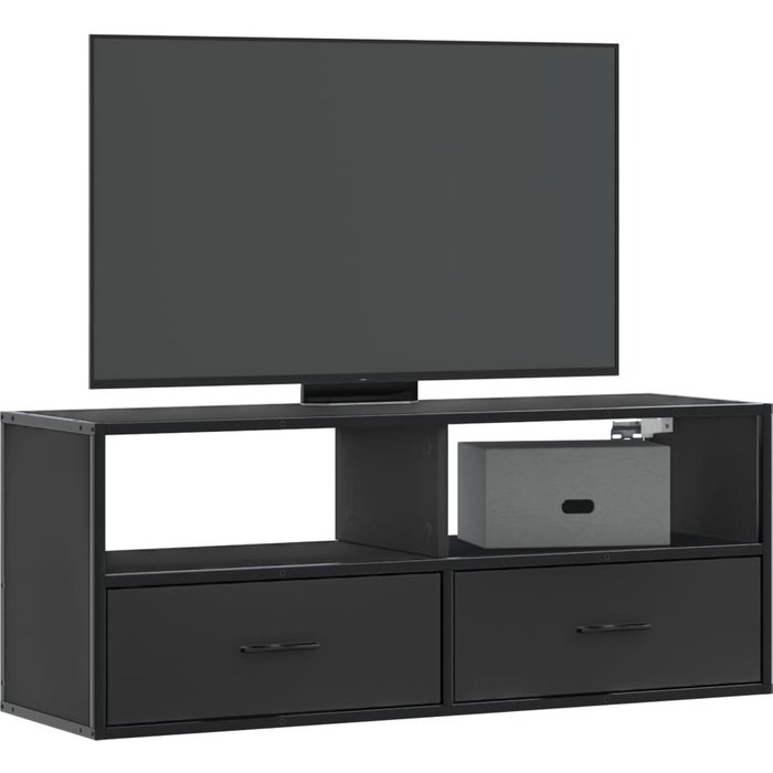 Mueble de tv negro 100x31x39,5 cm madera contrachapada y metal
