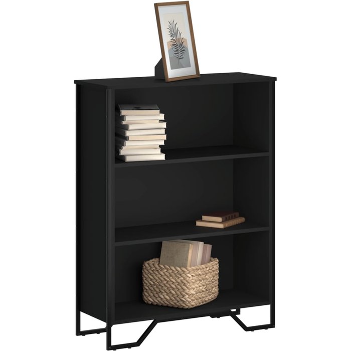Librería negra de madera contrachapada 80x31x106 cm